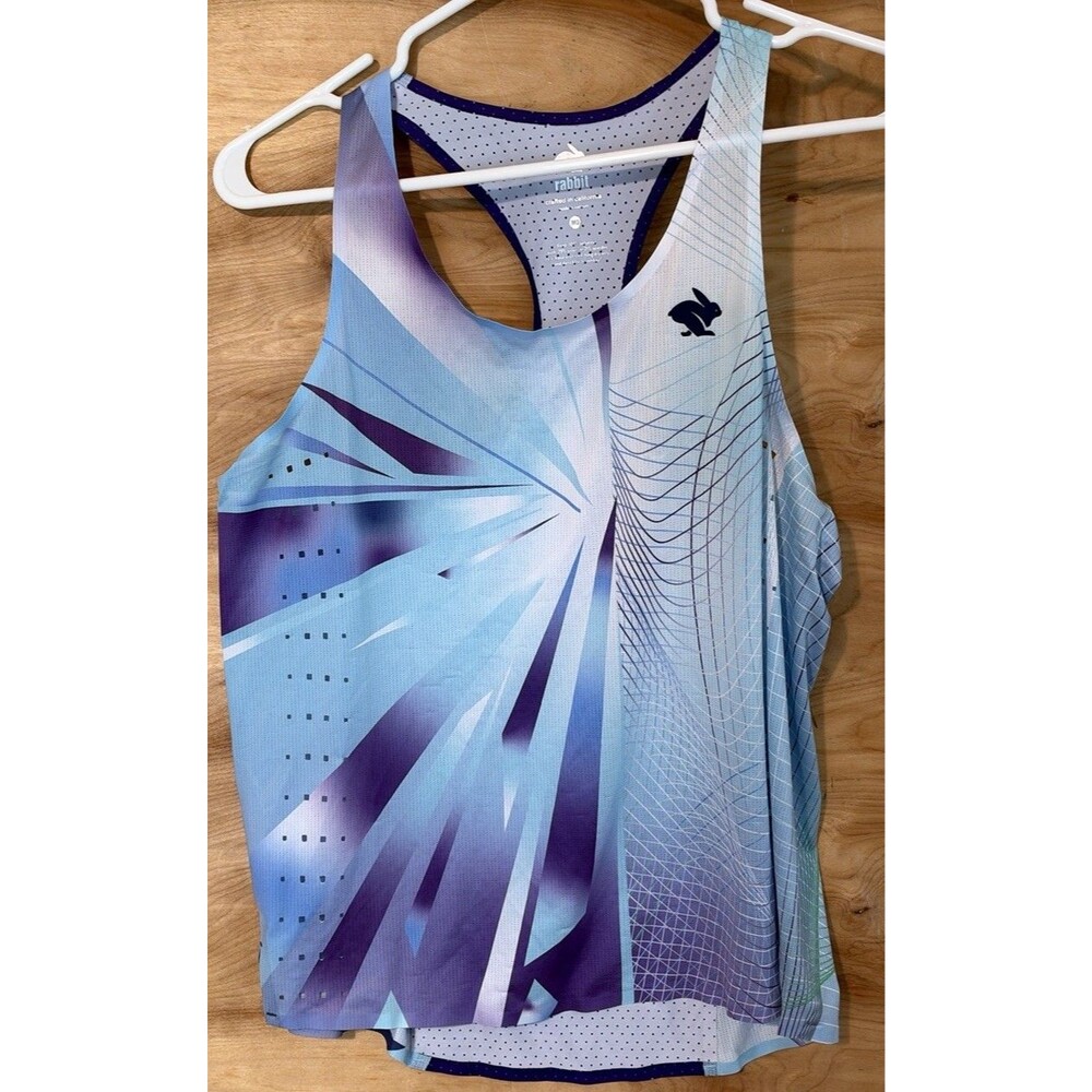 Rabbit Trail Running Woman M Singlet Running Tank Top Blue Stretch Racerback